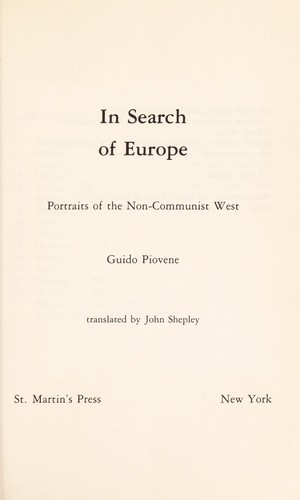In search of Europe : portraits of the non-Communist West by