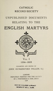Cover of: Unpublished documents relating to the English martyrs.