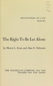Cover of: Privacy: the right to be let alone