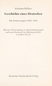 Cover of: Geschichte eines Deutschen: die Erinnerungen 1914-1933.