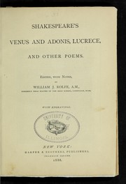 Cover of: Shakespeare's Venus and Adonis, Lucrece, and other poems by William Shakespeare