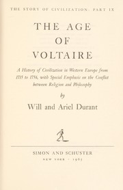 Cover of: The age of Voltaire [sound recording] : a history of civilization in Western Europe from 1715 to 1756, with special emphasis on the conflict between religion and philosophy by 