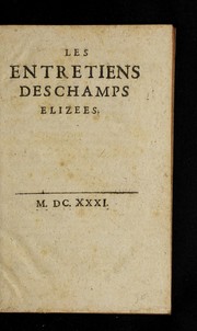 Cover of: Les entretiens des Champs Elizees