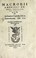 Cover of: Macrobij Ambrosij Theodosij, uiri consularis & illustris, In Somnium Scipionis lib. II, Saturnaliorum lib. VII.