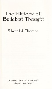 Cover of: The history of Buddhist thought