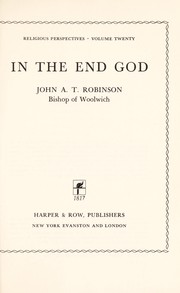 Cover of: In the end, God