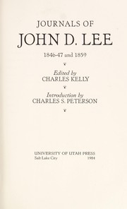Cover of: Journals of John D. Lee, 1846-47 and 1859