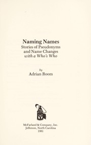 Cover of: Naming names: stories of pseudonyms and name changes with a who's who