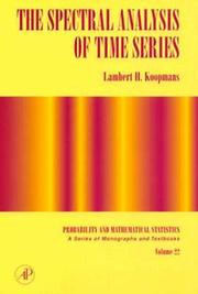 Cover of: The spectral analysis of time series by Lambert Herman Koopmans