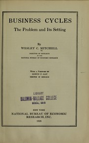 Cover of: Business cycles: the problem and its setting