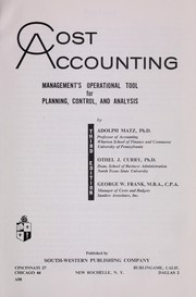 Cost accounting by Milton F. Usry