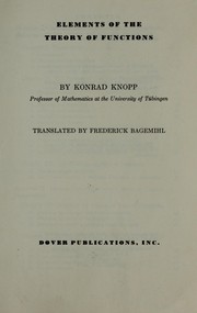 Cover of: Elements of the theory of functions