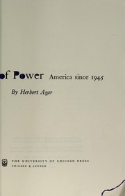 Cover of: The price of power: America since 1945.