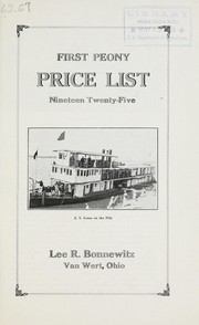 Cover of: First peony price list: nineteen twenty-five