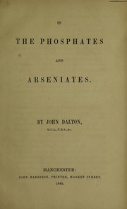 Cover of: On the phosphates and arseniates [and other chemical essays]