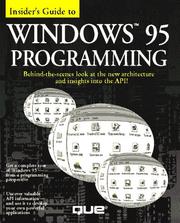 Cover of: Insider's guide to Windows 95 programming
