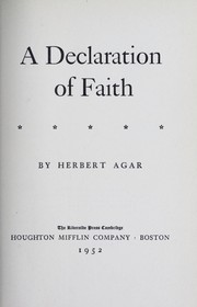 Cover of: A declaration of faith.