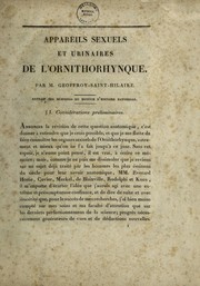 Cover of: Appareils sexuels et urinaires de l'ornithorhynque ...
