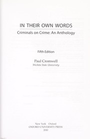Cover of: In their own words: criminals on crime, an anthology