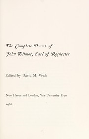 Poems by John Wilmot, Earl of Rochester, Earl of Rochester, John Wilmot