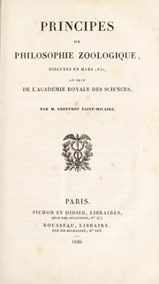 Cover of: Principes de philosphie zoologique. Discut©♭s en mars 1830