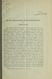 Zu den altfranzo sischen Bernhardhandschriften by Alfred Schulze