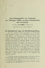 Das Sto rungsgebiet am Nordrande des Thu ringer Waldes zwischen Friedrichroda und Georgental by Karl August Weber