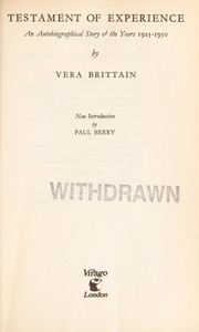 Testament of experience by Vera Brittain