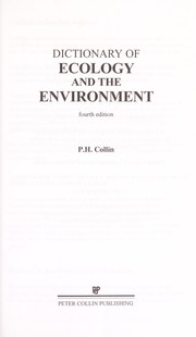 Cover of: Dictionary of ecology and the environment
