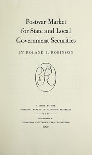 Cover of: Postwar market for State and local government securities.