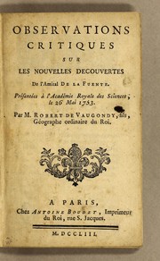 Cover of: Observations critiques sur les nouvelles découvertes de l'Amiral De la Fuente