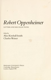 Cover of: Robert Oppenheimer, letters and recollections