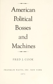 Cover of: American political bosses and machines