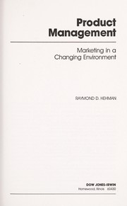 Cover of: Product management : marketing in a changing environment