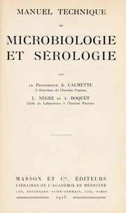 Cover of: Manuel technique de microbiologie et s©♭rologie