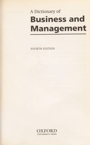 Cover of: A dictionary of business and management. by 