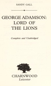 Cover of: George Adamson : Lord of the Lions