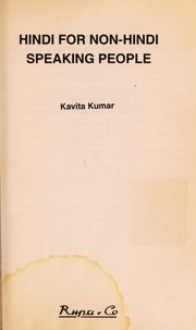 Cover of: Hindi for Non-Hindi Speaking People