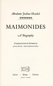 Cover of: Maimonides: a biography