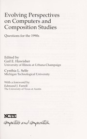 Cover of: Evolving Perspectives on Computers and Composition Studies: Questions for the 1990's (Advances in Computers and Composition Studies)