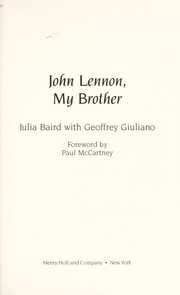 Cover of: John Lennon, my brother