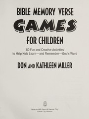 Cover of: Bible memory verse games for children by Donald Miller