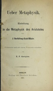 Cover of: Ueber Metaphysik by J. Barthélemy Saint-Hilaire