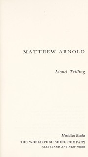Cover of: Matthew Arnold. by Lionel Trilling