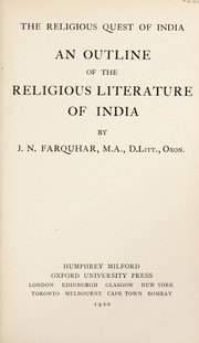 Cover of: An outline of the religious literature of India by J. N. Farquhar