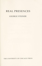 Cover of: Real presences by George Steiner