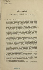 Cover of: Le salaire au point de vue statistique, économique & social
