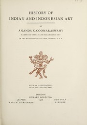 Cover of: History of Indian and Indonesian art by Ananda Coomaraswamy