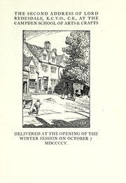Cover of: The second address of Lord Redesdale, K.C.V.O., C.B., at the Campden School of Arts & Crafts: delivered at the opening of the Winter Session on October 7, MDCCCCV
