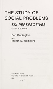 Cover of: The Study of social problems: six perspectives
